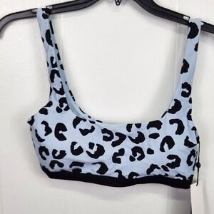 DKNY Women's‎ Blue Leopard Print Bikini Top - L - Blue